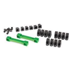 Mounts, suspension arms, aluminum (gr een-anodized) (front & rear)/ hinge p in retainers (12)/ inserts (6)