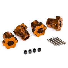 Wheel hubs, splined, 17mm (orange-ano dized) (4)/ 4x5 GS (4)/ 3x14mm pin (4 )