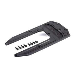 Skidplate, chassis, black (fits Sledg e)