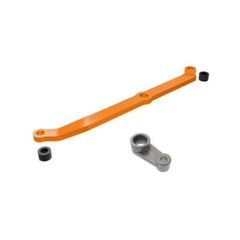 Steering link, 6061-T6 aluminum (oran ge-anodized)/ servo horn, metal/ spac ers (2)/ 3x6mm CCS (with threadlock)