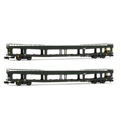 SNCF 2 Wagon de transport de voitures DD DEV 66 DEV vert Ep V