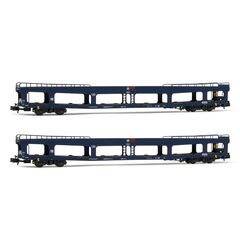 SNCB 2 Wagon de transport de voitures DD DEV 66 DEV bleu Ep VI