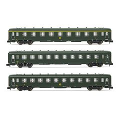 SNCF 3 voitures voyageurs DEV AO A9 2xB10 vert Ep. III