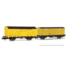 AZVI 2 wagons marchandises couverts jaunes J2 + J3 Ep.V-VI