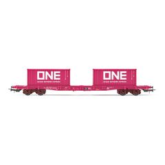 TOUAX Wagon porte-conteneurs à 4 essieux S7B chargé de 2x 20' containers ONe Ep.V