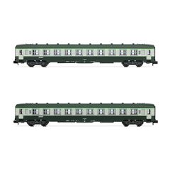 SNCF Coffret de 2 voitures voyageurs DEV AO (2x B10) vertes/grises avec logo nouille Ep.IV