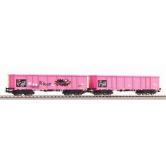 CFF 2 wagons à bords hauts Eaos rose 1x Graffiti EpV