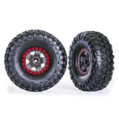 Tires and wheels, assembled, glued (M ethod 105 1.9' black chrome, blue bea dlock style wheels, Canyon Trail 4.6x