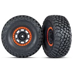 Tires and wheels, assembled, glued (D esert Racer wheels, black with orange beadlock, BFGoodrich Baja KR3 tire