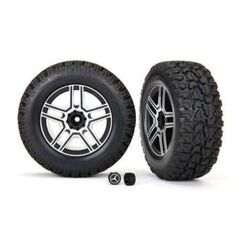 Tires and wheels, assembled, glued (2 .6' black, satin chrome-plated Merced es-Benz G 500 4x4 wheels, 2.6' tires