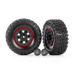 Tires and wheels, assembled, glued (2 .2' black wheels, 2.2' tires) (2)/ ce nter caps (2)/ beadlock rings (2) (re