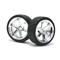 MOUNTED X PATTERN TYRE D COMPOUND ON TE37 3MM OFFSET CHROME