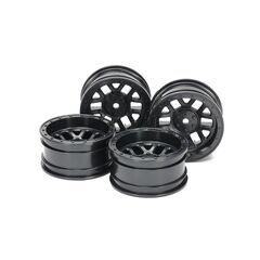 CC-02 12 Spoke Wheels (4)  black +6 Offset