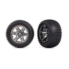 Tires & wheels, assembled, glued (2.8 ') (RXT black chrome wheels, Alias ti res, foam inserts) (2WD electric rear