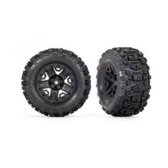 Tires & wheels, assembled, glued (bla ck 2.8' wheels, Sledgehammer tires, f oam inserts) (electric rear) (2) (TSM