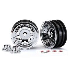 Wheels, 1.9', chrome (2)/ center caps (2)/ decal sheet (requires #8255A ex tended stub axle)