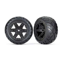 Tires & wheels, assembled, glued (2.8 ') (RXT black wheels, Anaconda tires, foam inserts) (2WD electric rear) (2