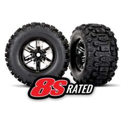 Tires & wheels, assembled, glued (X-M axx black chrome wheels, Sledgehammer tires, foam inserts) (left & right)