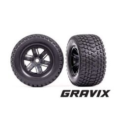 Tires & wheels, assembled, glued (X-M axx┬« black wheels, GravixÔäó tires, foa m inserts) (left & right)