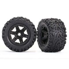 Tires & wheels, assembled, glued (bla ck wheels, Talon EXT tires, foam inse rts) (2) (17mm splined) (TSM rated)