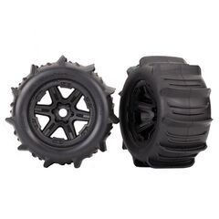 Tires & wheels, assembled, glued (bla ck 3.8' wheels, paddle tires, foam in serts) (2) (TSM rated)