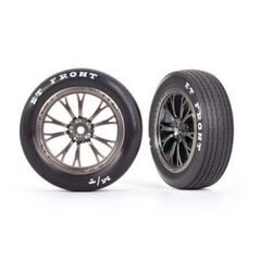 Tires & wheels, assembled, glued (Wel d satin black chrome wheels, tires, f oam inserts) (front) (2)