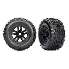 Tires and wheels, assembled, glued (3 .8' black wheels, Sledgehammer tires, foam inserts) (2)