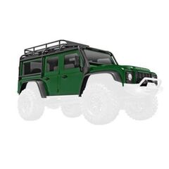 Body, Land Rover Defender, complete, green (includes grille, side mirrors, door handles, fender flares, fuel ca