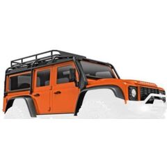 Body, Land Rover Defender, complete, orange (includes grille, side mirrors , door handles, fender flares, fuel c