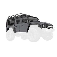 Body, Land Rover Defender, complete, silver (includes grille, side mirrors , door handles, fender flares, fuel c