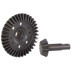 Ring gear, differential/ pinion gear, differential (machined, spiral cut) (front)
