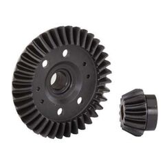 Ring gear, differential/ pinion gear, differential (machined, spiral cut) (rear)