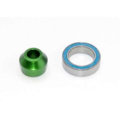 Bearing adapter, 6061-T6 aluminum (gr een-anodized) (1)/ 10x15x4mm ball bea ring (black rubber sealed) (1) (for s
