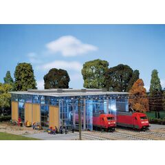 Remise à locomotives électriques à 3 niveaux