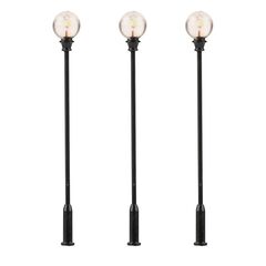 Lanterne de parking LED sphérique à poser blanc chaud 3 pièces