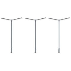 Lampe LED pour mât cruciforme à deux bras blanc froid 3 pièces
