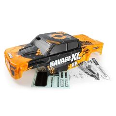 Karosserie GTXL-6  Kingcab Truck bemalt (Orange/Schwarz)