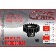 Pignon Moteur Acier mod 0.8 / 24 dents OPTIMA