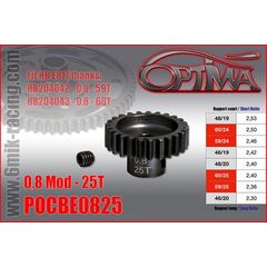 Pignon Moteur Acier mod 0.8 / 25 dents OPTIMA