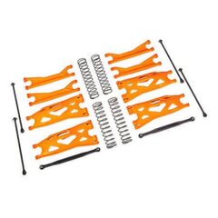 Suspension kit, X-Maxx WideMaxx, oran ge (includes front & rear suspension arms, front toe links, driveshafts, s