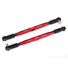 Toe links, X-Maxx (TUBES red-anodized , 7075-T6 aluminum, stronger than tit anium) (157mm) (2)/ rod ends, assembl