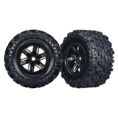 Tires & wheels, assembled, glued (X-M axx black chrome wheels, Maxx AT tire s, foam inserts) (left & right) (2)