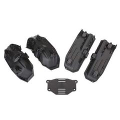 Fenders, inner (narrow), front & rear (2 each)/ rock light covers (8)/ bat tery plate/ 3x8 flathead screws (4)