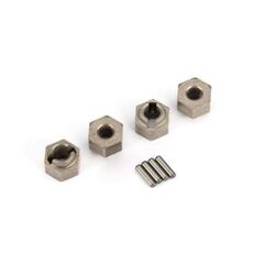 Wheel hubs, 7mm hex (steel) (4)/ axle pins (8)