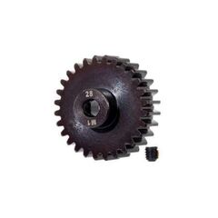 Gear, 28-T pinion (machined, hardened steel) (1.0 metric pitch) (fits 5mm shaft)/ set screw