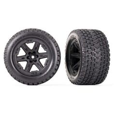 Tires & wheels, assembled, glued (2.8 ') (RXT black wheels, Gravix tires, f oam inserts) (4WD electric front/rear