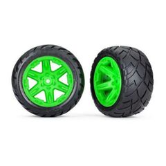 Tires & wheels, assembled, glued (2.8 ') (RXT green wheels, Anaconda tires, foam inserts) (2WD electric rear) (2