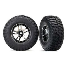 Tires & wheels, assembled, glued (SCT Split-Spoke black chrome beadlock st yle wheels, BFGoodrich Mud-Terrain