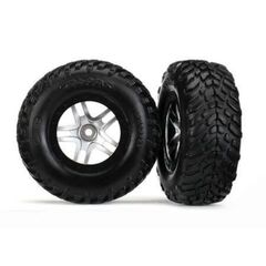 Tires & wheels, assembled, glued (S1 compound) (SCT Split-Spoke satin chro me, black beadlock style wheels, dual