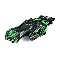 Body, Rustler 4X4 Ultimate, green (pa inted, decals applied) (assembled wit h front & rear body mounts and rear b